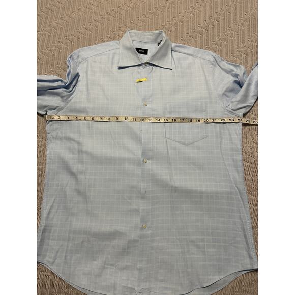 Hugo Boss blue plaid button down size 16.5 - Picture 7 of 8